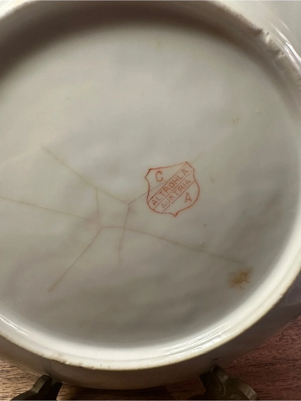 Vintage White Scalloped Porcelain Plate with Pink Floral Sprays